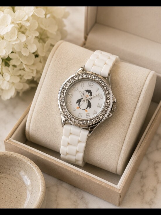 Accessories - Penguin Design Watch with Rhinestones
